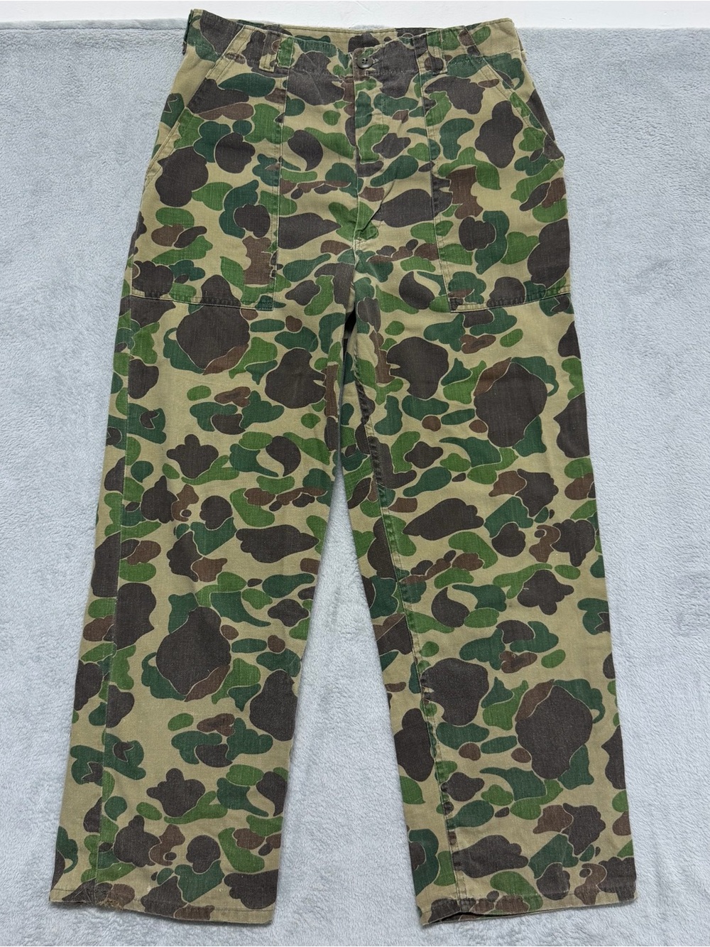 Vintage 60s 70s Duck Hunter Camo Pants Ideal Zip Frogskin Hunting 33x29